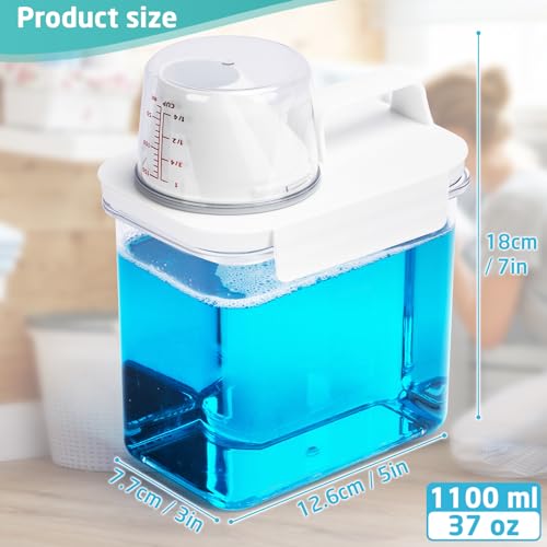 Provoue Laundry Detergent Dispenser-2 Pack, 37 oz Detergent Dispenser with 4 Removable Labels, Laundry Soap Dispenser for Laundry Room Organization and Storage, BPA Free & PET Plastic Clear - size: 37 oz