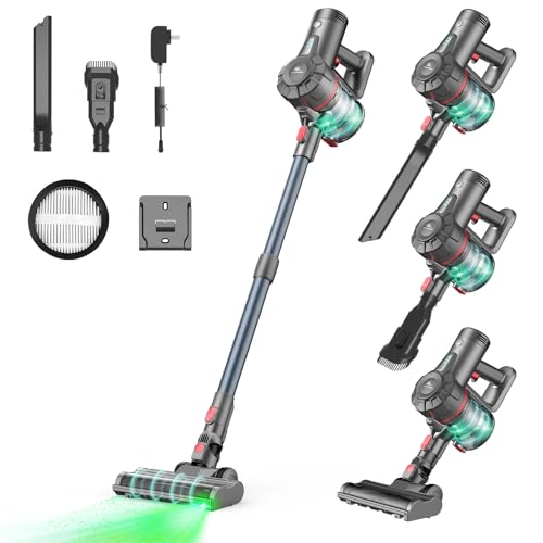 Cordless Vacuum Cleaners for Home,Stick Vacuum with Powerful Suction 45Mins Runtime, Self-Standing Stick Vacuum with LED Headlights, 6 in 1 Lightweight Handheld Vac for Pet Hair Carpet Hard Floors