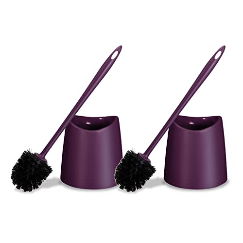 Toilet Brush Cleaner and Holder Purple 2 Pack Toilet Bowl Cleaner Brush with Scrubbing Wand, Brush and Storage Caddy for Easy Bathroom Cleaning - color: Purple, size: 2 Pack