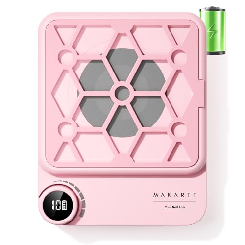 Makartt Compact Rechargeable Nail Dust Collector - 5500RPM Dust Collector Nail Tech ERYNOS Adjustable Speed,Quiet for Polishing Cuticle Manicure Salon&Home Use With 10pcs Filters&Dust Brush White - color: ERYNOS Pink