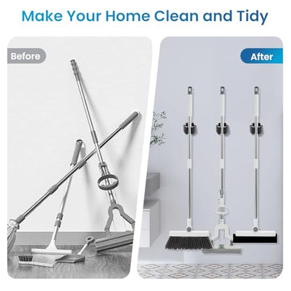Broom Holder Wall Mount, 24PCS Broom Hanger Wall Mount, Stainless Steel Heavy Duty Mop Holder Broom Mop Hanger Wall with Screws, Garden Outdoor Tool Organizer Rack Broom Hanger (Black) - color: 24pack