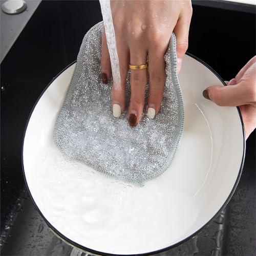 2 Two-Sided Scouring Pads, Safe AntiScratch Scrubber Cloths for Kitchen Utensils, Oven, Stovetop Cookware Scrubber - color: A