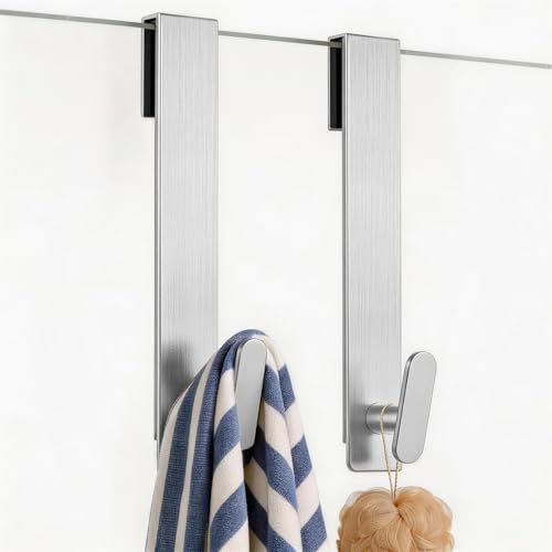 Shower Door Hooks 10 Inch,Extended Heavy Duty Shower Hooks for Towels,Over the Towel Hooks for Bathroom Frameless Glass Door (Silver,2 Pack) - color: Silver, size: 10 Inch-For 3/8" Thick Glass (2 Pack)