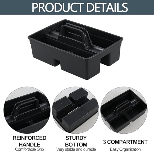 6-Pack 3 Compartment Plastic Cleaning Supplies Caddy with Handle | Cleaning Tool Organizer Storage Tote