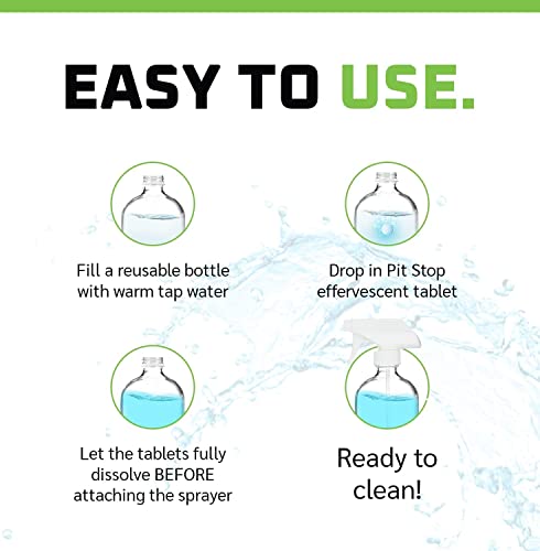 WASH&WHIPS Glass Cleaner Effervescent Tablets w/Empty 16 oz Spray Bottle (Makes 5 Gal/20L/ 40 Bottles) - color: Blue + Bottle