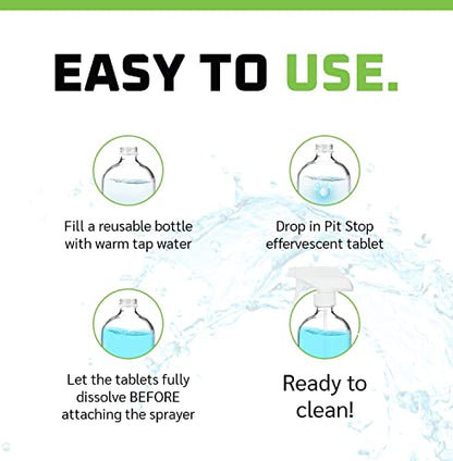 WASH&WHIPS Glass Cleaner Effervescent Tablets w/Empty 16 oz Spray Bottle (Makes 5 Gal/20L) - color: Pink + Bottle
