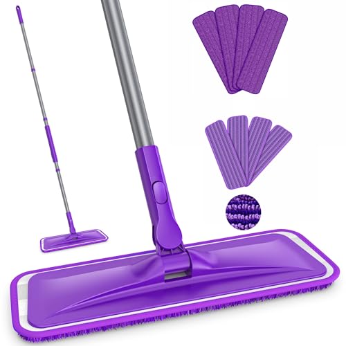 Microfiber Mops for Floor Cleaning - BPAWA Flat Floor Mop with 8 Reusable Washable Mop Pads fit for Swiffer Powermop Kitchen Wet Dry Dust Mop for Hardwood Laminate Wood Tile Ceramic Vinyl Wall Floors