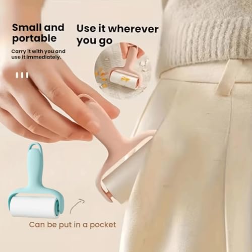 Mini Travel Lint Roller, Compact Portable Pet Hair Remover Tool with Strong Adhesive Surface, Suitable for Clothes, Furniture and Travel Use (Blue) - color: Blue
