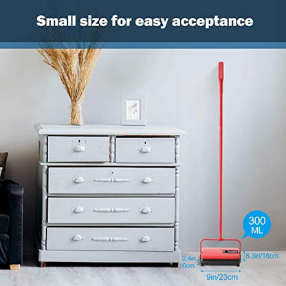 Eyliden Carpet Sweeper, Mini Size Lightweight Hand Push - No Noise, Non-Electric, Easy Manual Sweeping Only for Carpet Cleaning (Red) - color: Red