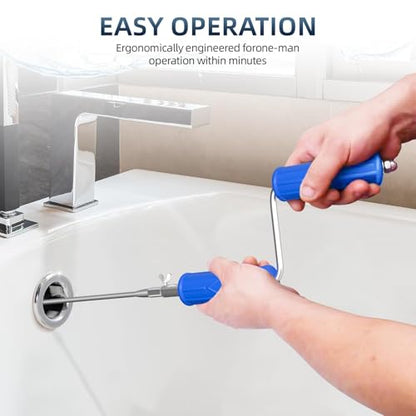 Drain Snake, Drain Auger with Drill Attachment, 32.8 Feet By 6MM Plumbing Snake Auto Feed Flexible Hair Drain Clog Remover for Kitchen, Bathrom and Shower Sink