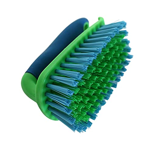2-Pack Scrub Brushes with Rubber Grip – Heavy-Duty Bristles for Bathroom, Tile, Grout, Shower, Sink & Floor Cleaning – Dependable Industries - color: Blue-green