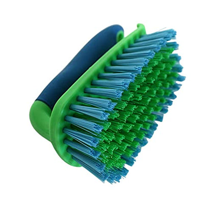 2-Pack Scrub Brushes with Rubber Grip – Heavy-Duty Bristles for Bathroom, Tile, Grout, Shower, Sink & Floor Cleaning – Dependable Industries - color: Blue-green