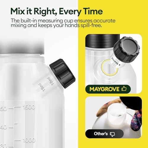 MAYGROVE 50oz Pump Sprayer, Hand Water Spray Bottle for Indoor Plant, Clear Plant Sprayer with Side Filling Port, Measuring Cup, Adjustable Nozzles, Safe Pressure Relief Valve