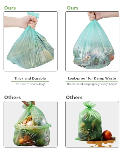 1.2 Gallon Small Trash Bags Garbage Bags, AYOTEE Mini Compostable Strong Bathroom Wastebasket Can Liners trash Bags for Home Office Kitchen fit 5L,5 Liter,1 Gal,Green