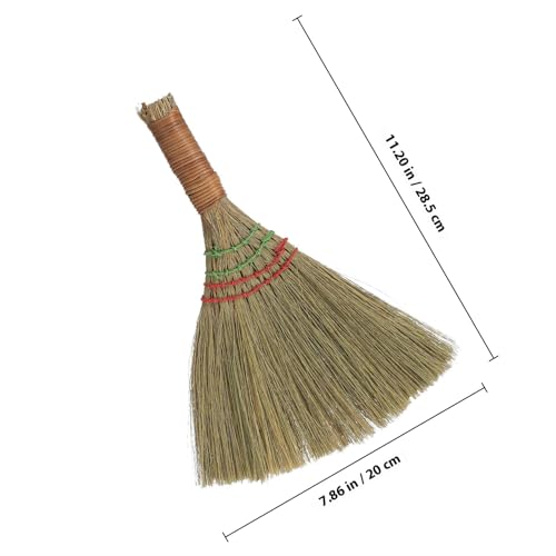 Ciieeo Small Straw Whisk Broom Handheld Brush with Short Handle, Large Wicker Desktop Sweeper for Household Dust and Debris Cleaning, Multipurpose Indoor and Outdoor Use
