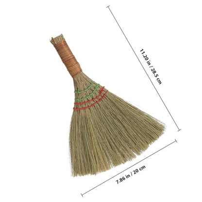 Ciieeo Small Straw Whisk Broom Handheld Brush with Short Handle, Large Wicker Desktop Sweeper for Household Dust and Debris Cleaning, Multipurpose Indoor and Outdoor Use