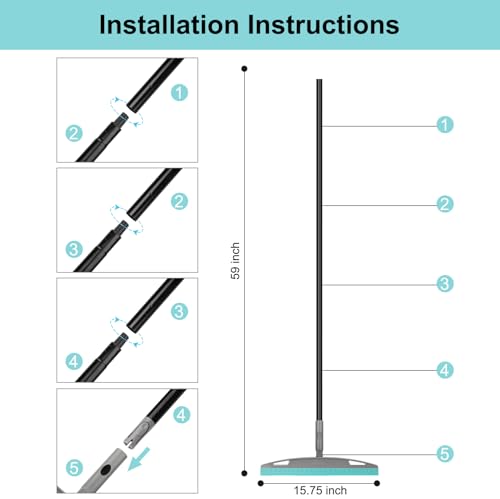 Multifunction Rubber Air Broom, Silicone Floor Squeegee Broom with 59" Long Handle, Scraping Broom for Floor Bathroom Kitchen Shower Tile Pet Hair Fur Marble Glass Water Window Foam Cleaning, Blue - color: Blue Air Broom
