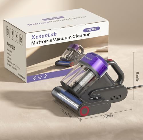 Mattress Vacuum Cleaner, 18000Pa Bed Vacuum Cleaner, 275nm UV-C Light & Ultrasonic 140°F Heat with High-Speed Deep Tapping, Versatile Handheld Vacuum for Bed, Sofa, Couch, Crib（Corded）