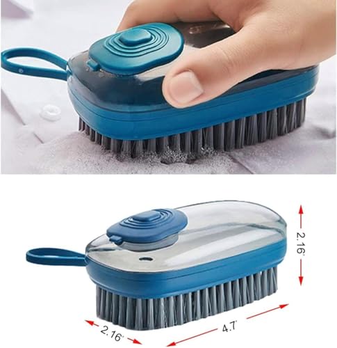 Brush with Soap Dispenser, Good Srubber Cleaner for Dish Sink Pan Pot Washing and Cleaning, Bathroom, Kitchen, Soft Laundry Clothes and Shoes Scrubbing Brush(Green) (Blue) - color: Blue