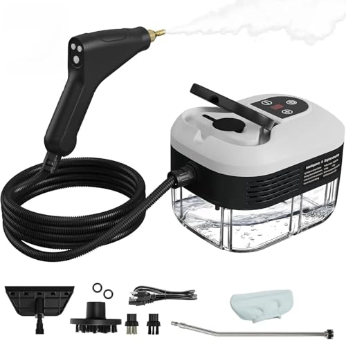 Steam Cleaner, 6-Levels Adjustable Switch Handle, 15s Heat-Up, 1.2L Tank, Steamer for Cleaning with 8 Pcs Accessories, Steam Cleaner for Home for Dirt, Grease, Grout, Tile,Floor,Couch and Car - color: white
