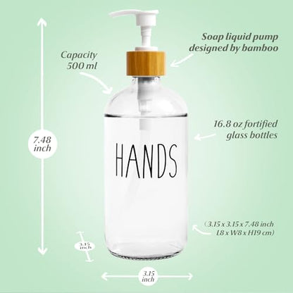 LOOCHICA Clear Glass Soap Bottle - Hands Free Dispenser for Kitchen or Bathroom - color: C07-clear-hands