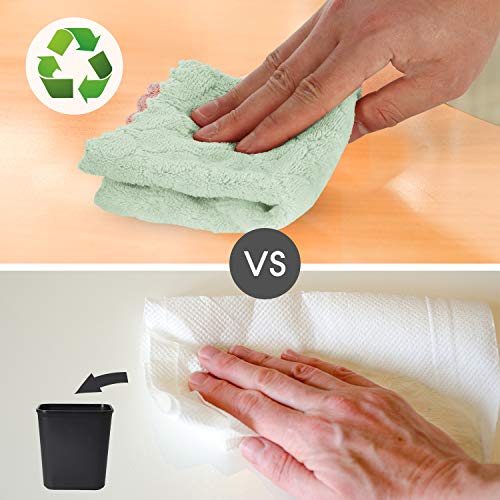 kimteny Cleaning Cloths Kitchen Towels Microfiber Washcloths Lint Free Dish Cloth Reusable Dishtowels Household Super Absorbent Fast Drying, 10"x10", Pack of 5 (Pink-Green) - color: Pink-green