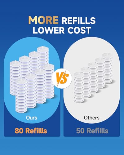 80 Count Toilet Wand Refills for Clorox, 5X Cleaning Power Toilet Bowl Wand Refills & High-Density Disposable Toilet Brush Scrubber - No Falling Apart, Instant Foam for Bathroom Cleaning - size: 1 Count (Pack of 80)