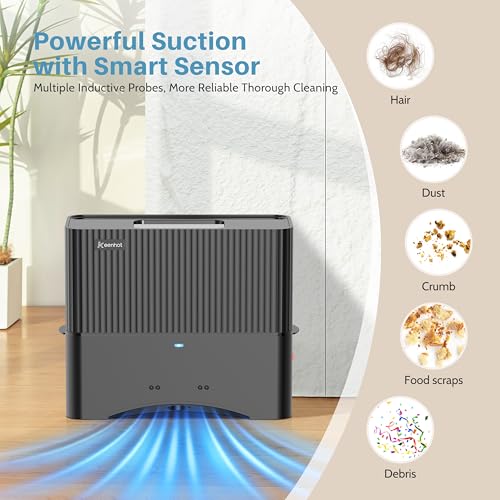 Keenhot Touchless Vacuum Automatic Dustpan - 20Kpa Suction Ultra Fast & Powerful Hair Vacuum for Sweeping Salons Pet Hair Food Dirt Home Kitchen, Compact Space-Saving Electric Canister Vacuum Cleaner - color: Black
