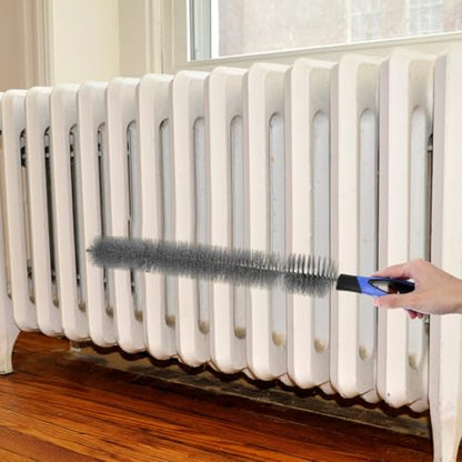 Partykindom Refrigerator Coil Cleaning Brush with Non Slip Handle Radiator Cleaning Tool for Air Conditioner Vent and Dryer Lint Removal Hard Bristle Household Dust Cleaner 23.62In