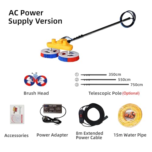 Solar Cleaning Brush, 18 FT Adjustable Water Fed Pole Cleaning Kit, Window Solar Panel Cleaning Kit, Water Fed Pole Kit, Solar Double-Head Automatic Cleaning Brush, with Power Converter - color: 18ft-inverter