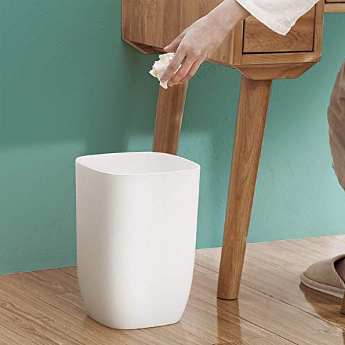 Bathroom Trash Can, Small Garbage Can for Bedroom, Living Room, Kitchen, Slim Cute Plastic Waste Basket for Office, 7L, Matt White - color: White