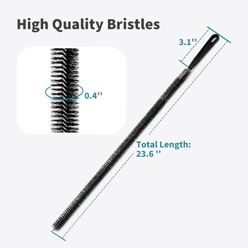 Drain Cleaning Brush 2 Pack, 23.6 Inch Long Pipe Cleaner Brush, Flexible Drain Clog Remover Tool with Nylon Bristles, Sink Drain Cleaner for Hair Clogs, Kitchen Sink, Bathroom Tub, Shower Drain