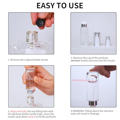 MUB 10ml Perfume Travel Refillable Atomizer Bottle Glass Unique Top-Filling Leak-Proof Spray Bottle Atomizer Sprayer for Perfume Cologne Mini Travel Size Empty Pocket Portable