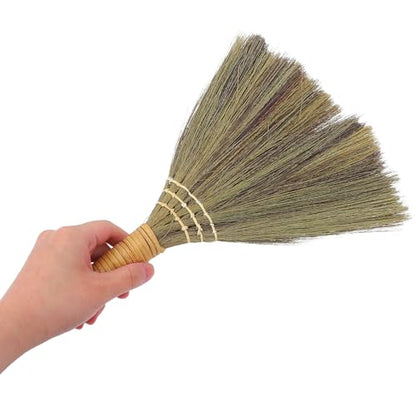 SOLUSTRE 2pcs Handmade Soft Bristle Household Brooms with Removable Handles, Natural Woven Straw Cleaning Brooms for Indoor Dust Removal and Living Room Sweeping