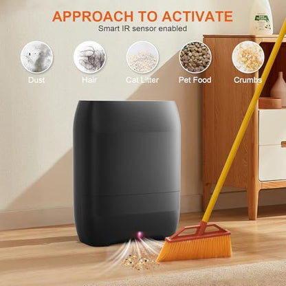 Touchless Vacuum Automatic Dustpan, Electric Dustpan with 5-Pack Disposable Dust Bags, 17KPA Strong Suction, IR Sensor, LED Alerts, Handheld Accessories for Floors/Corners/Pet Hair/Salons