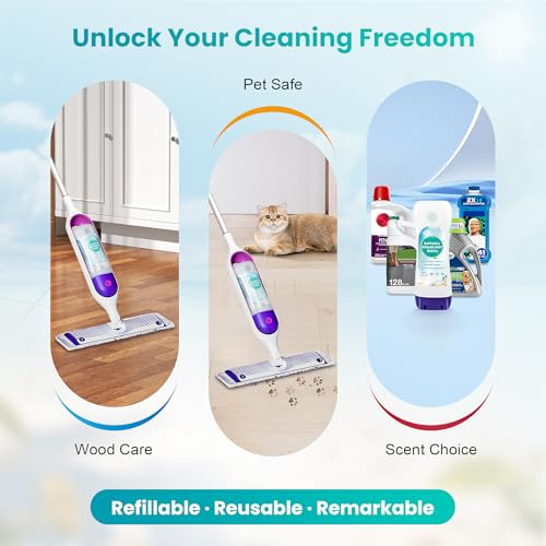 Refillable Bottle for Swiffer® Power Mop™, 720ML / 24 FL.OZ Reusable Solution Container, Leak-Resistant Lock, Use Any Liquid Cleaner