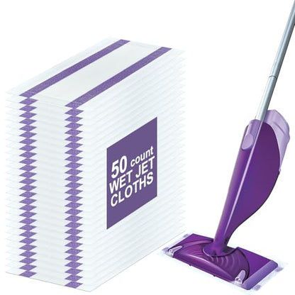 50 Count for Swiffer Wet Jet Pads, Disposable Wet Jet Pads, for Swiffer Wet Pads Refill for Spray Mop, All-Floor Cleaning Pads Safe for Hardwood & Multi-Surface