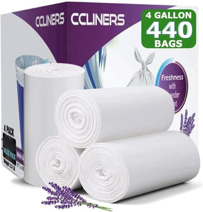 4 Gallon Trash Bag Lavender Scented (440 Count) Small Bathroom Garbage Bags Wastebasket Can Liners White Trash Bags for Home Kitchen Office Bins (440 Bags) - size: 1 Count (Pack of 440)