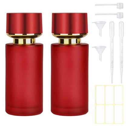 2pcs 50ml Glass Spray Bottle for Perfume,Refillable Travel Perfume Atomizer Bottles,Red Portable Cologne Atomizer Empty Bottle. (Red*2) - color: Red*2