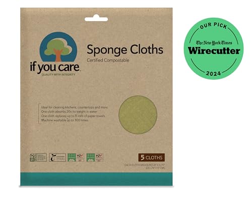 If You Care Sponge Cloths – 5 Count – 100% Natural Cleaning Rags for Kitchen, Bathroom, Home Countertop Surfaces – Absorbent, Reusable, Machine Washable, Compostable (Pack of 3) - size: 3 Pack