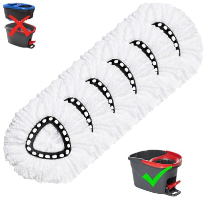 6 Pack Mop Replacement Heads for O-Ceda EasyWrin Spin Mop, Microfiber Spin Mop Refills, Easy Cleaning Mop Head Replacement White - color: White, size: 6 Count (Pack of 1)