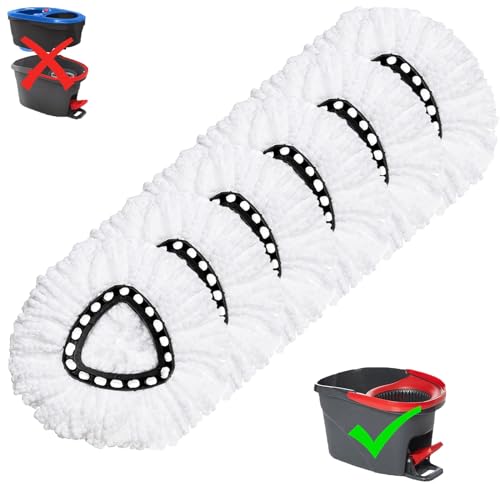 6 Pack Mop Replacement Heads for O-Ceda EasyWrin Spin Mop, Microfiber Spin Mop Refills, Easy Cleaning Mop Head Replacement White - color: White, size: 6 Count (Pack of 1)