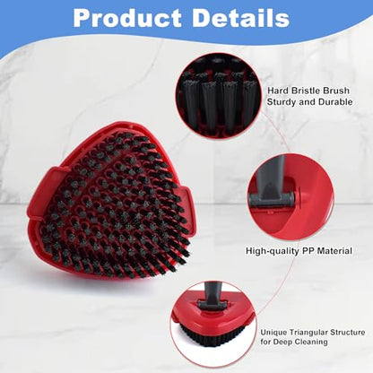 Mop Handle for O Cedar RinseClean 2 Tank System, Scrub Brush and Spin Mop Base Compatible with O-Cedar, 4-Section Spin Mop Handles and Base for RinseClean Spin Mops - color: 1brush Set