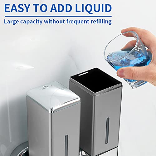 3 x 500ml per Cup Wall Mounted Manual Soap Dispenser for Home, Bath, Kitchen, Hotels, Restaurants. Shower and Lotion (Grey), Grey,transparent - color: Grey,transparent, size: 3 Chamber