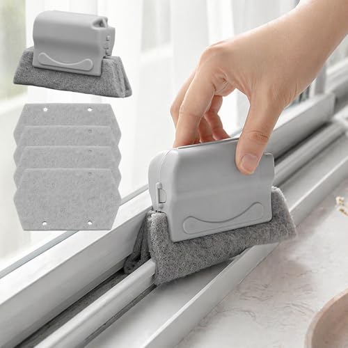 Window Track Cleaning Brush Set 5Pcs, Includes 1 Window Groove Cleaner & 4 Scrub Pads for Home Use, Easy Corner Cleaning Random Color - color: Random Color