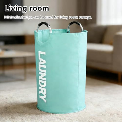 A large 90 liter laundry basket that can be folded for easy carrying. Suitable for bathrooms, laundry rooms, and travel (Blue) - color: Blue