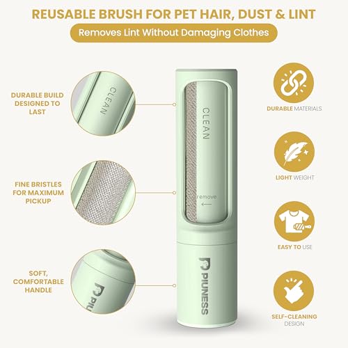 Pet Hair Remover Roller – Reusable Lint Roller for Cat & Dog Hair on Furniture, Couch, Carpet, Car & Bedding – Portable, Eco-Friendly - color: Green