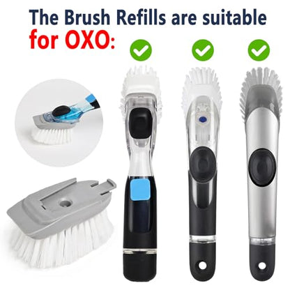 4 Pack Brush Refills for OXO Dish Brush, Brush Head Replacement OXO Dish Brush Replacement Head（Grey Square） - color: Gray