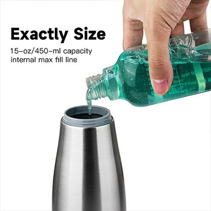 AIKE 15fl.oz Stainless Steel Liquid Soap Dispenser for Dish and Hand Soap - color: Brushed Stainless Steel Finish