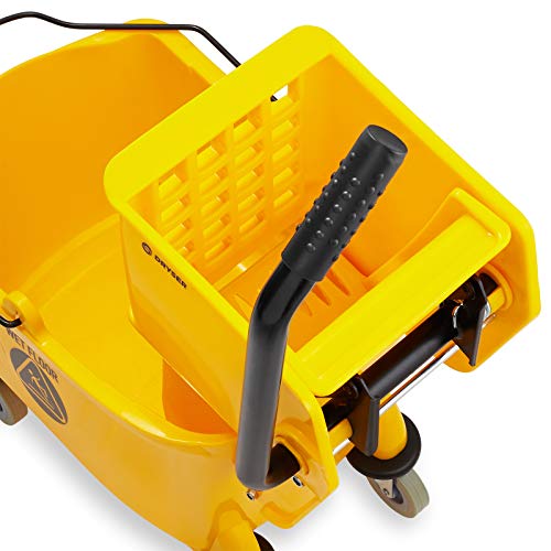 Dryser Commercial Mop Bucket with Side Press Wringer, 26 Quart, Yellow - color: Yellow